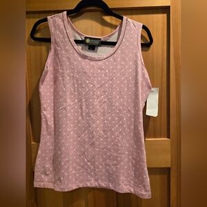 Christine Alexander Light Pink Polka Dot Tank Top W Swarovski Crystals